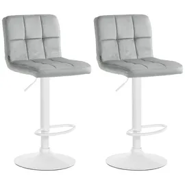 CLP 2er Set Barhocker Peru Samt I Höhenverstellbarer Drehstuhl Mit Gestepptem Polster I Komfort Thekenhocker Mit Fußstütze Und Metallgestell