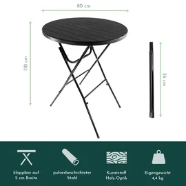 Lemodo Stehtisch klappbar 80 x 110 cm Schwarz