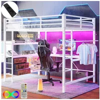 HAUSS SPOLE Hochbett 140x200cm mit Matratze Funktionsbett, Jugendbett mit Schreibtisch