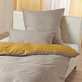 Traumschlaf Mako-Satin Texture Gelb 200 x 200 cm + 2 x 40 x 80 cm
