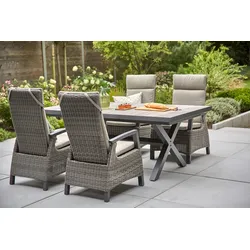 Garten-Essgruppe SIENA GARDEN "Corido", schwarz (anthrazit, charcoal grau), verstellbar-Tisch ausziehbar, Aluminium, Keramik, Sitzmöbel-Sets, Aluminium, Keramik, verstellbar, ausziehbar, Inkl. Auflagen