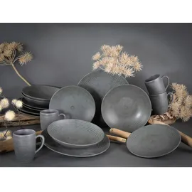 CreaTable Kombiservice Anthrazit, Keramik, 16-teilig, 300 ml, Essen & Trinken, Geschirr, Geschirr-Sets, Kombiservice