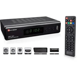 Full UNC2001 HD digitaler Kabel Receiver DVB-C / C2 für alle Kabel-Anbieter mit HDMI | SCART | USB | Auto- Installation | Mediaplayer | 1080p | MKV |LED-Display | Loop Out