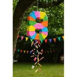 Relaxdays Piñata Zahl 8 HBT 50,5 x 35,5 x 7,5 cm Mehrfarbig