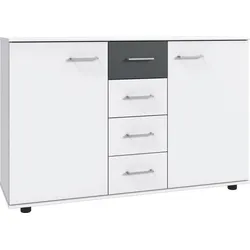Kombikommode WIMEX "Taiga", weiß (weiß, graphit), B:130cm H:83cm T:41cm, Spanplatte, Sideboards, obere Schublade in Absatzfarbe oder uni weiß