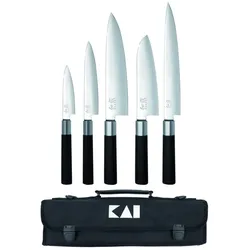 KAI Wasabi Black Europa Set: 6 Messer + Messertasche
