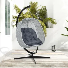 Outsunny Hängesessel oval Grau 1-Sitzer mit Gestell 