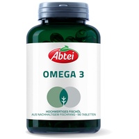 Abtei Nature & Science Omega 3 - > 1000 mg Omega-3-Fettsäuren aus hochwertigem Fischöl - mit DHA und EPA - laborgeprüft und reinheitsgeprüft - aus nachhaltigem Fischfang, 160 Kapseln