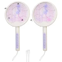 Infactory 2er 2in1-Akku-Insektenvernichter & Fliegenklatsche mit UV-LEDs