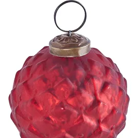 Beliani Weihnachtskugel 6er Set Glas rot