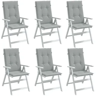 vidaXL Hochlehner-Auflagen 6 Stk. Melange Hellgrau 120x50x4 cm Stoff