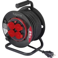 Sygonix SY-10236135 Kabeltrommel 25m Schwarz Schutzkontakt-Stecker