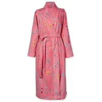 PiP Studio Bademantel Les Fleurs Bathrobe Pink L Rosa 100% Cotton, terry velour, 380 GS, Bademantel Damen und Herren Morgenmantel Frottee