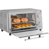 HOMCOM Minibackofen 9L Mini Ofen mit Backblech, Grillrost, 100 °C-230 °C, mit einstellbar Temperatur und Garzeit, 60 Min. Timer, 750W, Edelstahl, Silber   Aosom