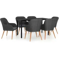 VidaXL 7-tlg. Garten-Essgruppe mit Kissen Schwarz