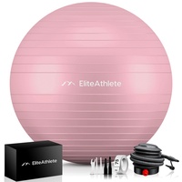 EliteAthlete® Gymnastikball Sitzball Büro ergonomisch mit Anti Burst System - Fitness Yoga Pilates Schwangerschaft - Schwangerschaftsball Fitnessball Yogaball - Yoga Ball inkl. Luftpumpe - Peach 55cm