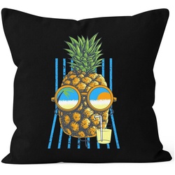 Autiga Dekokissen Kissenbezug chilling Ananas Pinapple Sommer Beach Cocktail 40×40 Autiga® schwarz