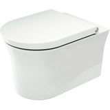 Duravit White Tulip Wand-Tiefspül-WC, HygieneFlush, rimless, mit WC-Sitz, 2576092000+0027090000,