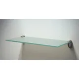 Dekoleidenschaft Wandregal aus 6mm Glas, satiniert, Verschiedene Formen und Größen, Glasregal, Glasboden, Glasablage, Badregal, Eckregal Bad Ablage Regal (Wandclips Midas Silber, 90x20 cm)