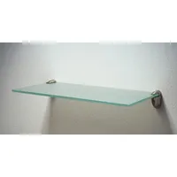 Dekoleidenschaft Wandregal aus 6mm Glas, satiniert, Verschiedene Formen und Größen, Glasregal, Glasboden, Glasablage, Badregal, Eckregal Bad Ablage Regal (Wandclips Midas Silber, 90x20 cm)