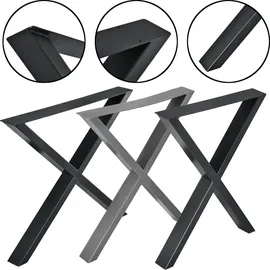 [en.casa] Tischgestell Greith 2er-Set X-Form Schwarz 69x72 cm