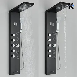 klarwerk BERND | Premium Duschpaneel Regendusche Edelstahl | Schwarz matt Massagedusche Duschsystem | Mischbatterie Duscharmatur Duschsystem