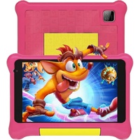 Yicty Kinder Dual-Kamera, GMS, stoßfeste Hülle, vorinstallierte Kinder-App Tablet (7", 32 GB, Android 12, Leistungsstarkes Multifunktionsgerät für unterwegs) rosa