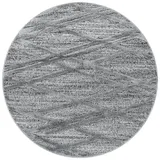 Teppich Wohnzimmer 3D Boho Modern Waschbar Strapazierfähig Esszimmer OEKO-TEX Rund Grau 200x200 cm Gekettelt – GENF von Kadima Design