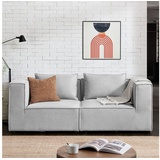 Juskys modulares Sofa Domas S - 2 Sitzer - Hellgrau