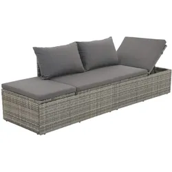 vidaXL Outdoor-Lounge-Bett mit Polster & Kissen Poly Rattan Grau