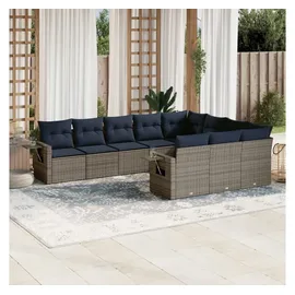 vidaXL Gartensofa-Set 10-tlg. grau Polyrattan