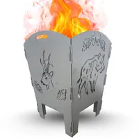 Terma Feuerkorb rostig Motiv Jäger Wildschwein und Rehbock Höhe 70cm sehr Massive Ausführung Feuerstelle, Feuerschale, Feuertonne,
