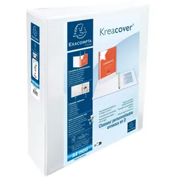 Exacompta 51824E 10x Ringbuch aus festem PP 2,3mm, 2 Ringe 50mm Rücken 75mm, 3 Außen- und 2 Innenhüllen, 32x29,5cm A4 MAXI - Kreacover - Weiß