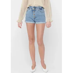 Jeansshorts ONLY "ONLCUBA LIFE PAPERBAG", Damen, Gr. L (40), N-Gr, blau (medium blau denim), Denim/Jeans, Obermaterial: 100% Baumwolle, Abriebeffekte, modisch, Jeans
