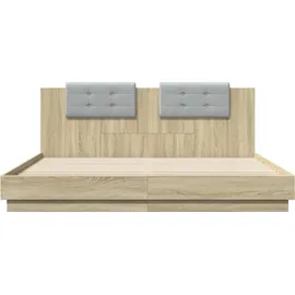 vidaXL Bettgestell mit Kopfteil & LED-Leuchten Sonoma-Eiche 180x200 cm