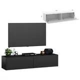 4housedesign® TV Board Lowboard Hängend | Fernsehschrank tv Sideboard Wohnzimmer | Lowboard Wohnzimmer fernsehregal tv Board Hängend tv Shrank tv 55 Zoll - TV Lowboard Schwarz Mat 140cm