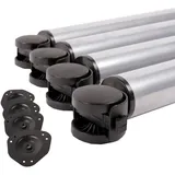 MS Beschläge 4er Set Tischbeine auf Rollen Tischfuss rollbar 710mm mit Feststellbremse Silbergrau