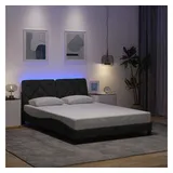 vidaXL Bettgestell mit LED ohne Matratze Dunkelgrau 120x200 cm Stoff