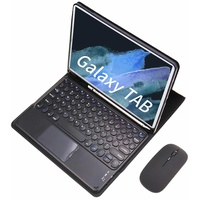 GUPENAA Tastatur Hülle für Samsung Galaxy Tab S6 Lite 10.4'' 2022/2020 mit Touchpad, Magnetische Abnehmbare Bluetooth-Tastatur, Weiche TPU-Rückenständerabdeckung mit Maus,Schwarz