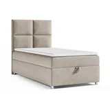 Best For Home Boxspringbett Beige, Textil, Höhe ca. 18 cm, Rechteckig, 100x200 cm, Schlafzimmer, Betten, Boxspringbetten