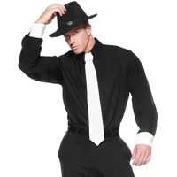 Underwraps Kostüm Gangster Shirt und Krawatte, Stylishes Accessoire für Euer 20er Jahre Kostüm schwarz XL