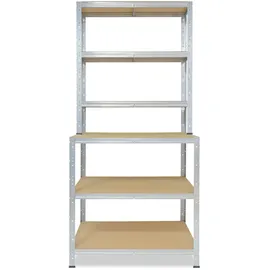 shelfplaza HOME 190x90x60 cm Werkbank Regal in verzinkt mit 6 Böden und 145 kg Traglast pro Boden