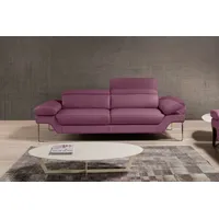 2,5-Sitzer EGOITALIANO "Princess, Designsofa und super bequem, tolle Detailverarbeitung", lila (violett), B:236cm H:95cm T:108cm, Leder BULL (Echtes Rindsleder). Geschliffenes, pigmentiertes und behandeltes Rindsleder mit einer Dicke von 1, 3-1, 5 mm. Es handelt sich um ein weiches, geschütztes Leder. Eine leichte Deckschicht schützt sie vor Flecken, ohne ihre ursprünglichen Eigenschaften zu verändern. Dieses geschützte Leder kombiniert die Vorteile von Natürlichkeit und Weichheit mit einer guten Beständigkeit gegen Verschleiß und Ausbleichen. Das Vorhandensein der charakteristischen Zeichen, die das Leben des Tieres bestimmen, wie Narben, Körnungsunterschiede, Falten, Adern, Disharmonien in Farbtönen, beweisen ihre absolute Echtheit und großen Wert. Leder CAREZZA (echtes Rindsleder) ist ein Naturleder, dass die ursprünglichen Eigenschaften der Haut nicht verändert. Das Vorhandensein von verheilten Narben, Körnungsunterschiede, Falten, Adern, Unterschiede in den Farbtönen und andere Spuren, die die Natur auf diesen Fellen hinterlassen hat, sind ein Beweis für die absolute Echtheit und das Zeugnis ihres großen Werte, Sofas, inkl. verstellbarer Kopfteile