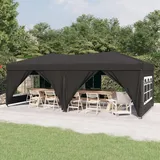 HOMIUSE Partyzelt Faltbar mit Seitenwänden Anthrazit 3x6 m Pavillon Faltpavillon Verkaufsstand Gartenpavillon Grillpavillon Gartenlaube Party Zelt Groß Faltzelt Pavillion Klappbar Pavillon Faltbar