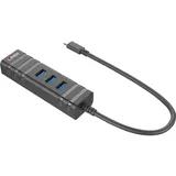 Lindy 43249 USB-Hub 3 Port USB-A, RJ45 USB 3.1 Gen1 5 GBit/s mit eingebautem Netzwerk-Anschluss Schwarz LINDY USB 3.1 Hub & Gigabit Ethernet