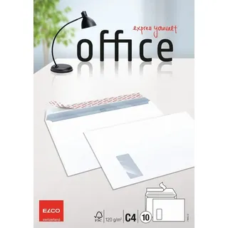 ELCO Briefumschlag Office C4 mit Fenster haftklebend 120g/qm weiß, 10 Stück