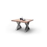 MCA Furniture Couchtisch Cartagena - Akazie natur-Edelstahl - X-Gestell - 75x75 cm B: 75 H: 45