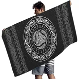 Strandtuch 70x150 cm 3D Runen Nordischen Mythologie, Microfaser Handtücher, Strandlaken Handtuch, Schnell Trocknen Strandhandtuch Herren Frauen Badetücher, Badetuch, Strandtücher