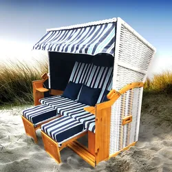 XXL Strandkorb 3-Sitzer OSTSEE hellblau gestreift