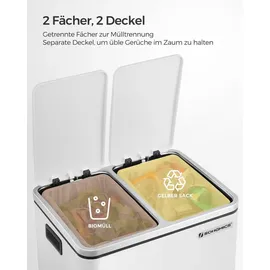 Songmics Mülleimer 2 x 15 l Weiß